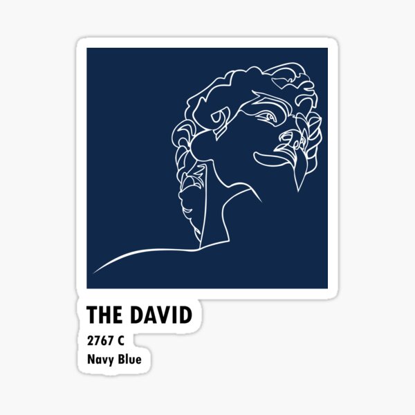 Couleur pantone bleu marine et un dessin au trait de la statue de David Sticker