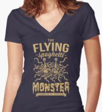 The Flying Spaghetti Monster (dark) Women's Fitted V-Neck T-Shirt