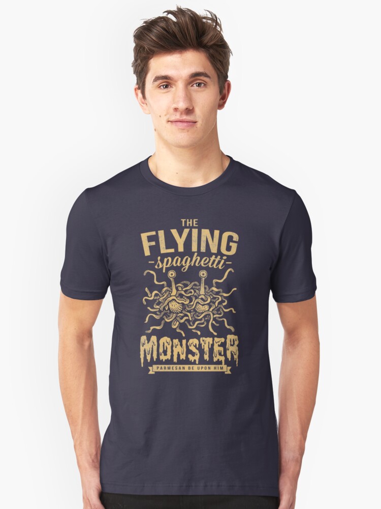 Alternate view of The Flying Spaghetti Monster (dark) Slim Fit T-Shirt