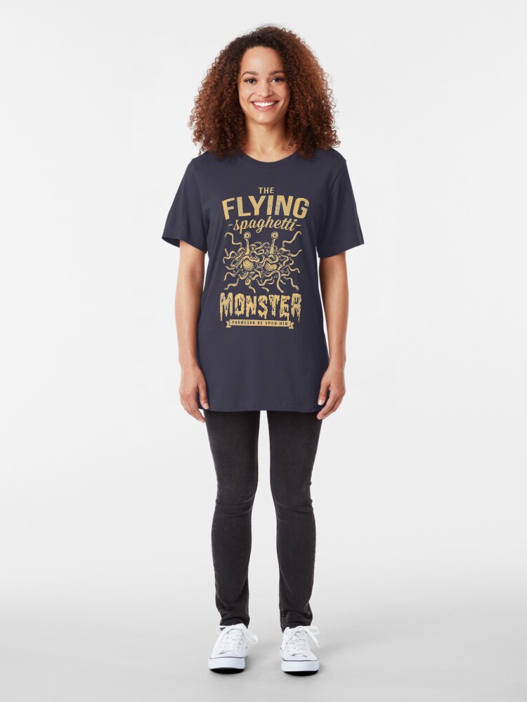 Alternate view of The Flying Spaghetti Monster (dark) Slim Fit T-Shirt