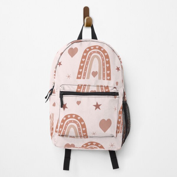 Item preview, Pastel Earthy Boho Rainbow Pattern with hearts and stars designed and sold by Yasminepatterns .