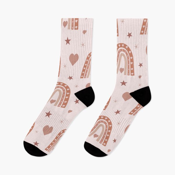 Item preview, Pastel Earthy Boho Rainbow Pattern with hearts and stars    designed and sold by Yasminepatterns .