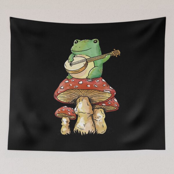 Item preview, Cottagecore Aesthetic Frog Playing Banjo on Mushroom Cute designed and sold by BOUBOULE2022.