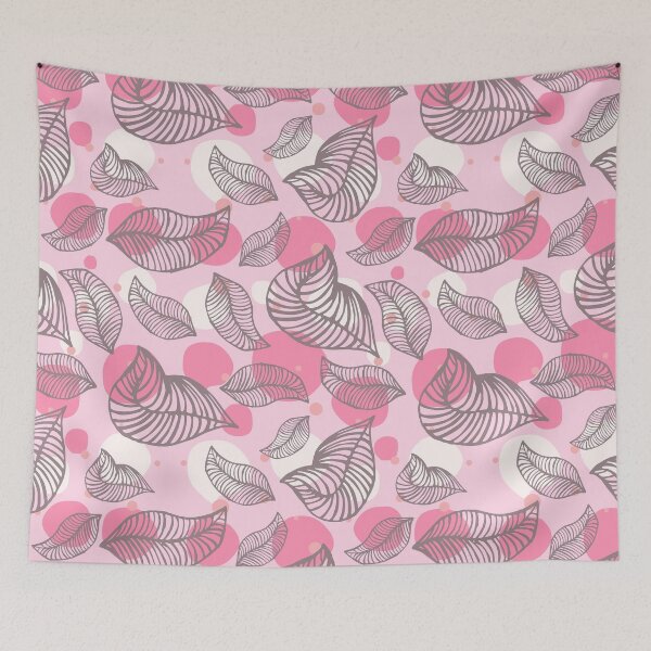Item preview, Gray leaves pink background designed and sold by GoDesign1.