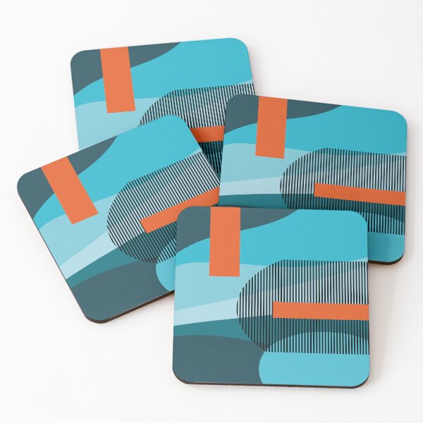 Item preview, Retro Abstract and Geometric Shapes No.1 Blue, Orange designed and sold by QuestingPixel.