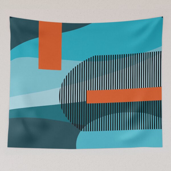 Item preview, Retro Abstract and Geometric Shapes No.1 Blue, Orange designed and sold by QuestingPixel.