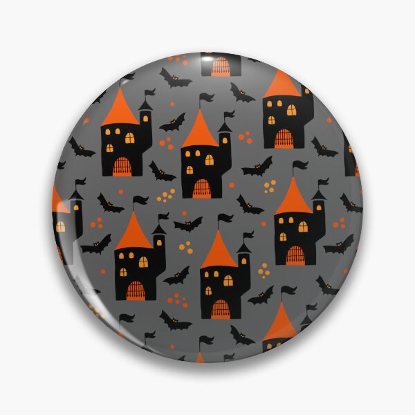 Item preview, Halloween pattern spooky bats and houses designed and sold by GoDesign1.