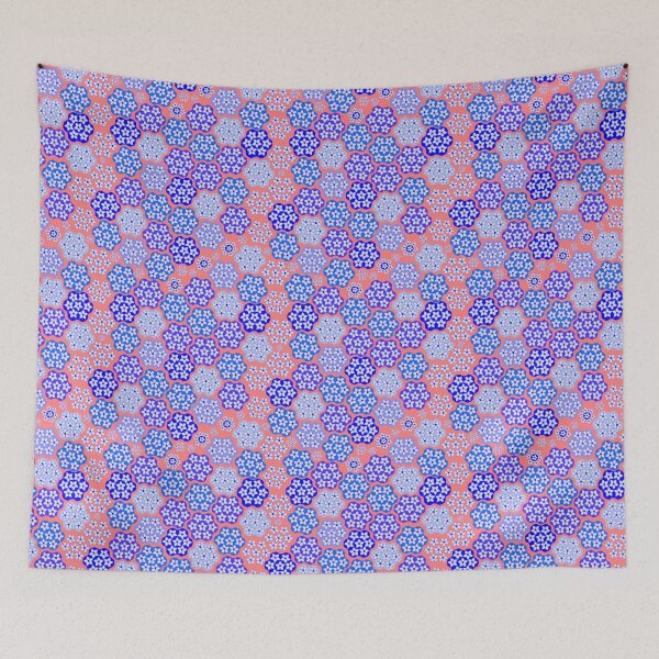 Artikelvorschau, Blue Melliflowery on Orange Blush Repeat 5748 entworfen und verkauft von Art in My Loft.