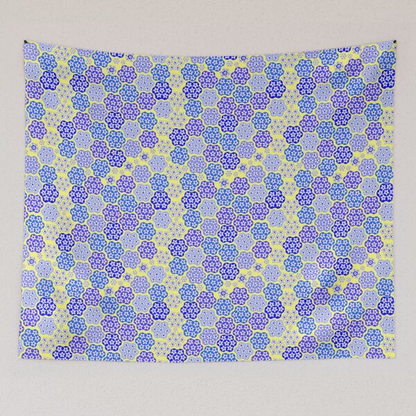 Artikelvorschau, Blue Melliflowery on Yellow Repeat 5748 entworfen und verkauft von Art in My Loft.