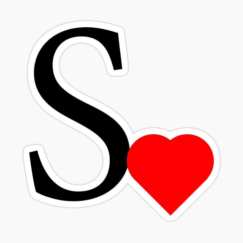 Letter S with a red heart | Initial S with a heart