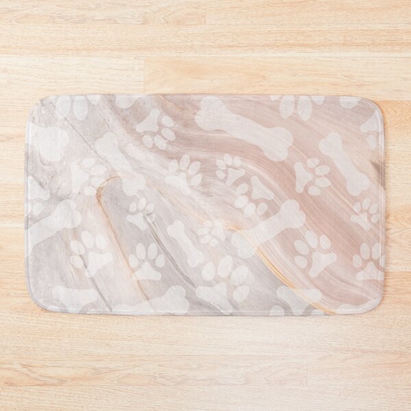 Item preview, beige marble cat dog paw and bone print pattern designed and sold by Beeroclock.