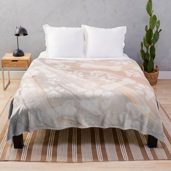 Item preview, beige marble cat dog paw and bone print pattern designed and sold by Beeroclock.