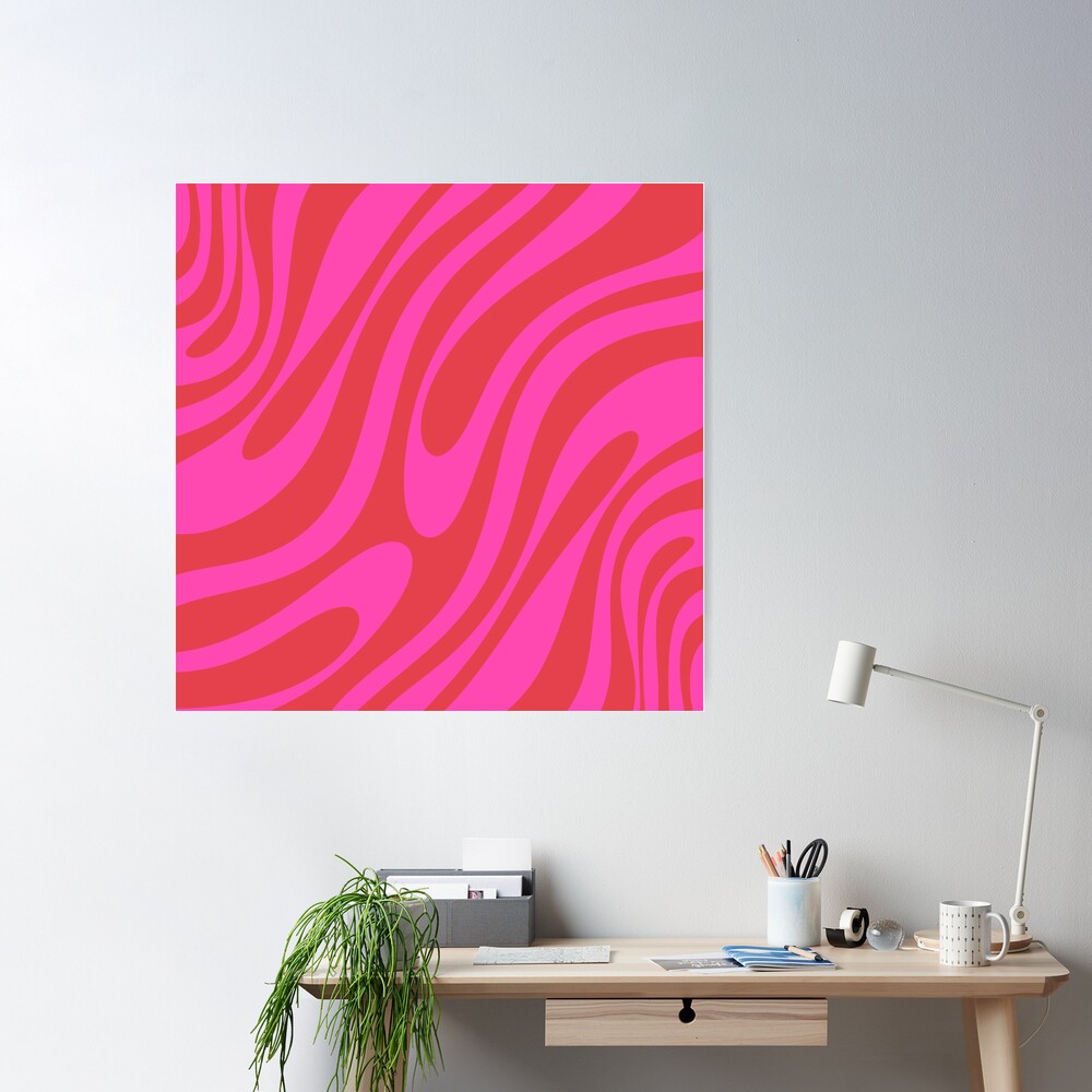 Wavy Loops Retro Abstract Swirl Pattern in Bright Magenta Hot Pink Red  Poster for Sale by kierkegaard