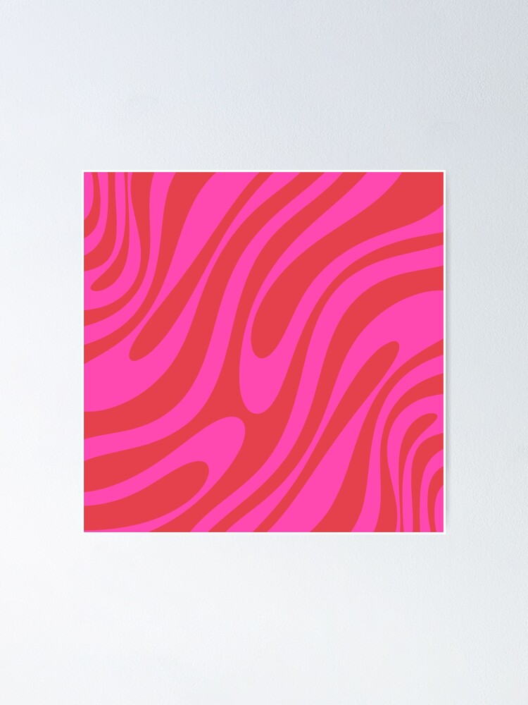 Wavy Loops Retro Abstract Swirl Pattern in Bright Magenta Hot Pink Red |  Poster
