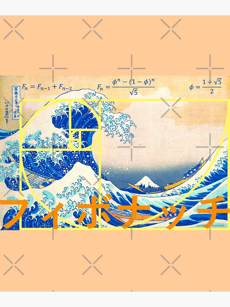 Great Wave Art Fibonacci Golden Spiral Vintage Math Design Premium ...