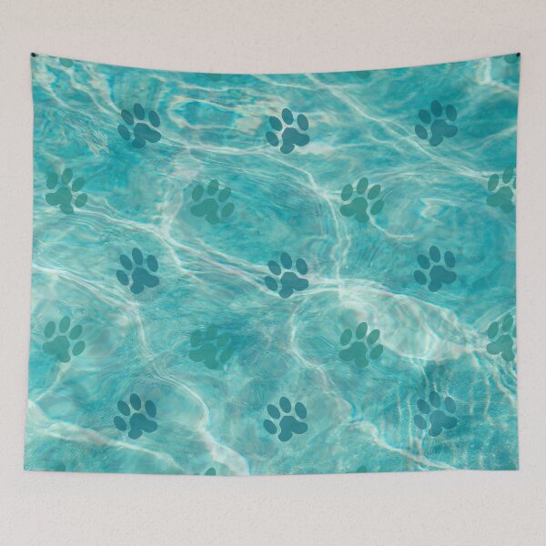 Item preview, blue ocean cat and dog paw print designed and sold by Beeroclock.
