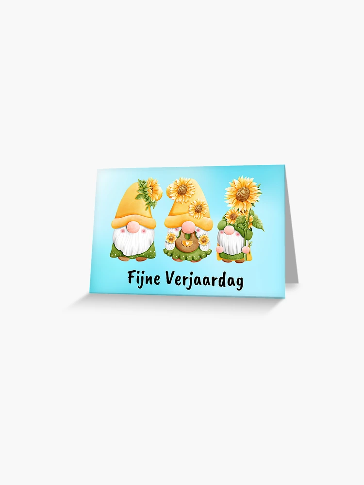 Carte de vœux for Sale avec l'œuvre « Carte d'anniversaire néerlandaise  avec texte en néerlandais (verjaardagskaart fijne verjaardag) » de  l'artiste Pommallina