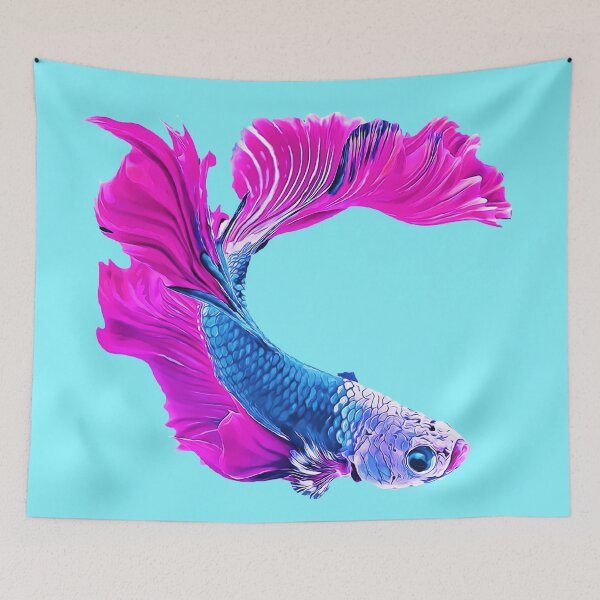 Item preview, Beautiful Dragon Scale Betta Fish - Super Delta Tail Monster Mask Blue Fuchsia Vivid Purple Betta Fish Breed designed and sold by Cawaiico.