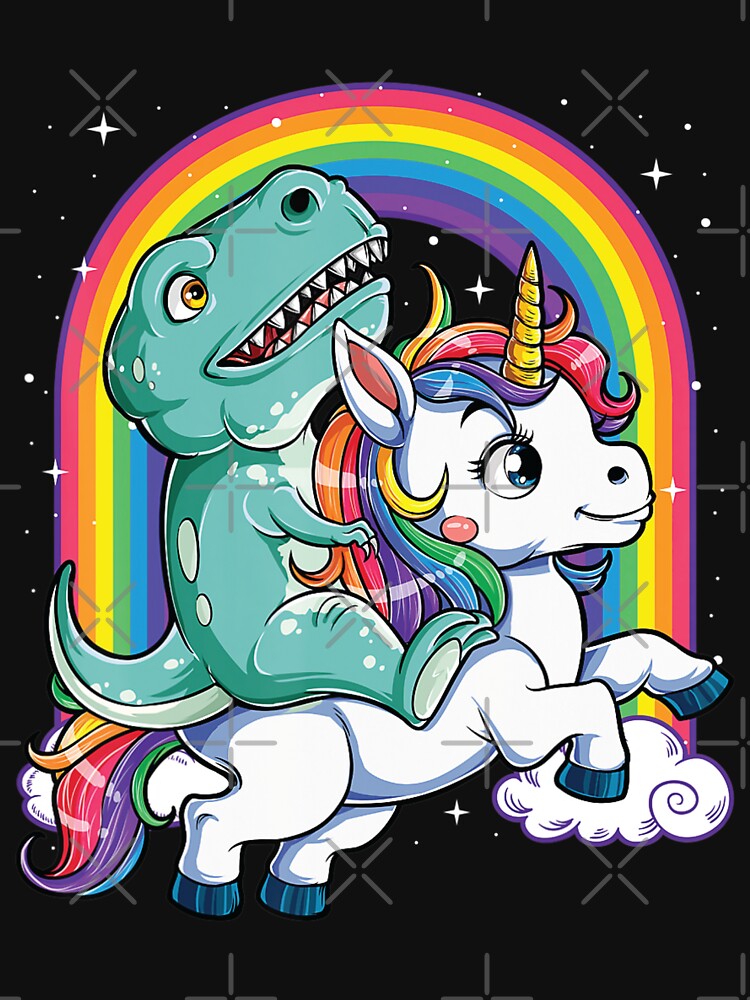 "Dinosaur Riding Unicorn T rex Dino Trex Boys Girls Men Women Rainbow ...