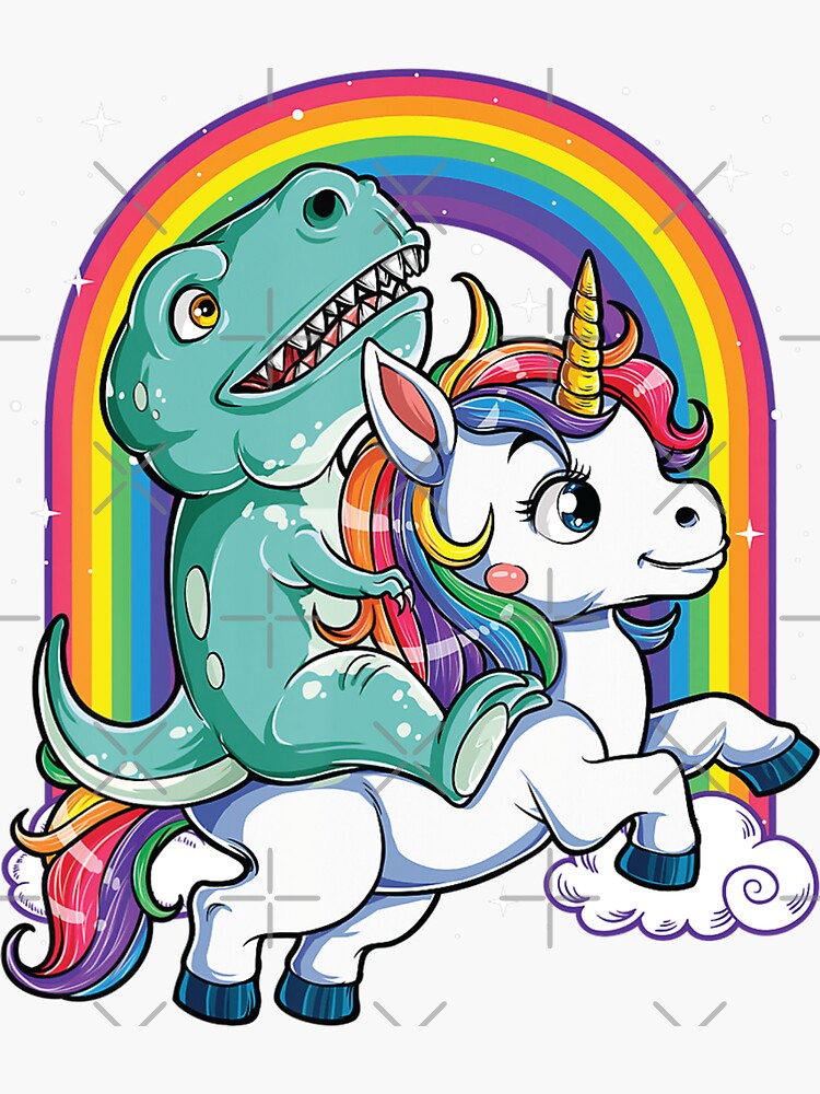 "Dinosaur Riding Unicorn T rex Dino Trex Boys Girls Men Women Rainbow ...