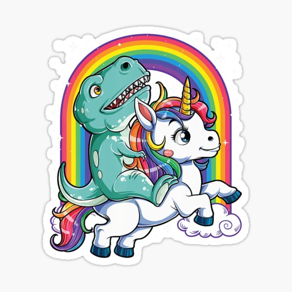 "Dinosaur Riding Unicorn T rex Dino Trex Boys Girls Men Women Rainbow ...