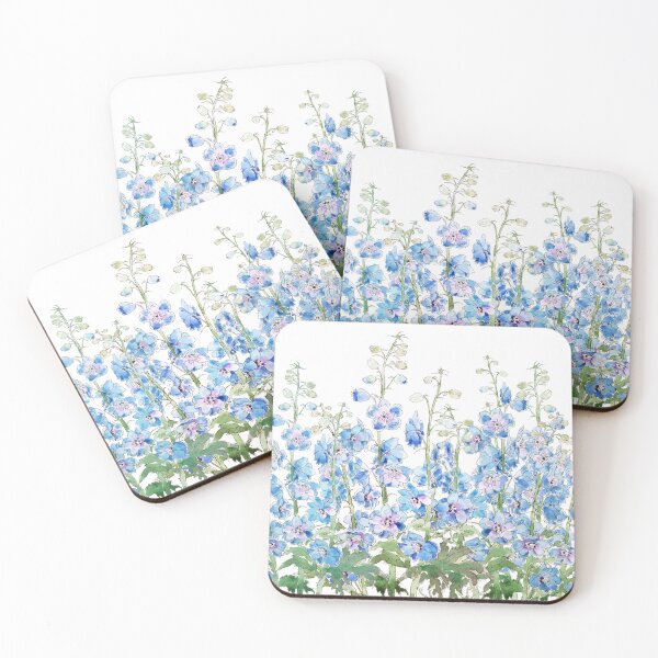 Item preview, hand painted blue and purple larkspur field watercolor designed and sold by ColorandColor.