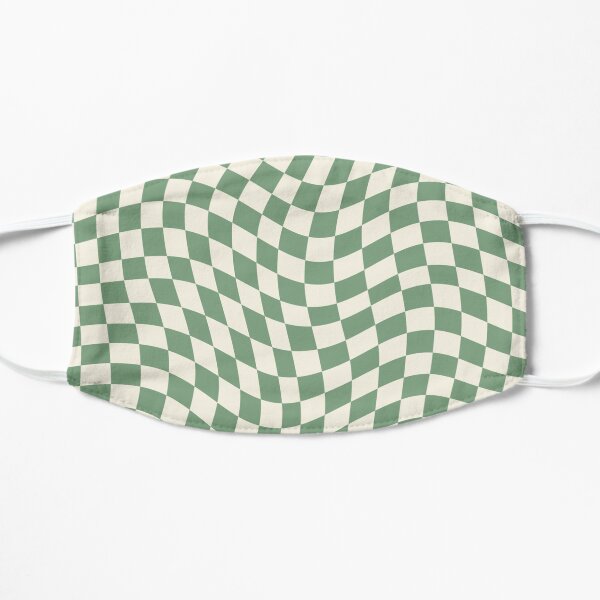 Wavy Olive Green Checks Flat Mask