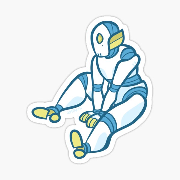 Lil Blue and White Robot Friend Sticker