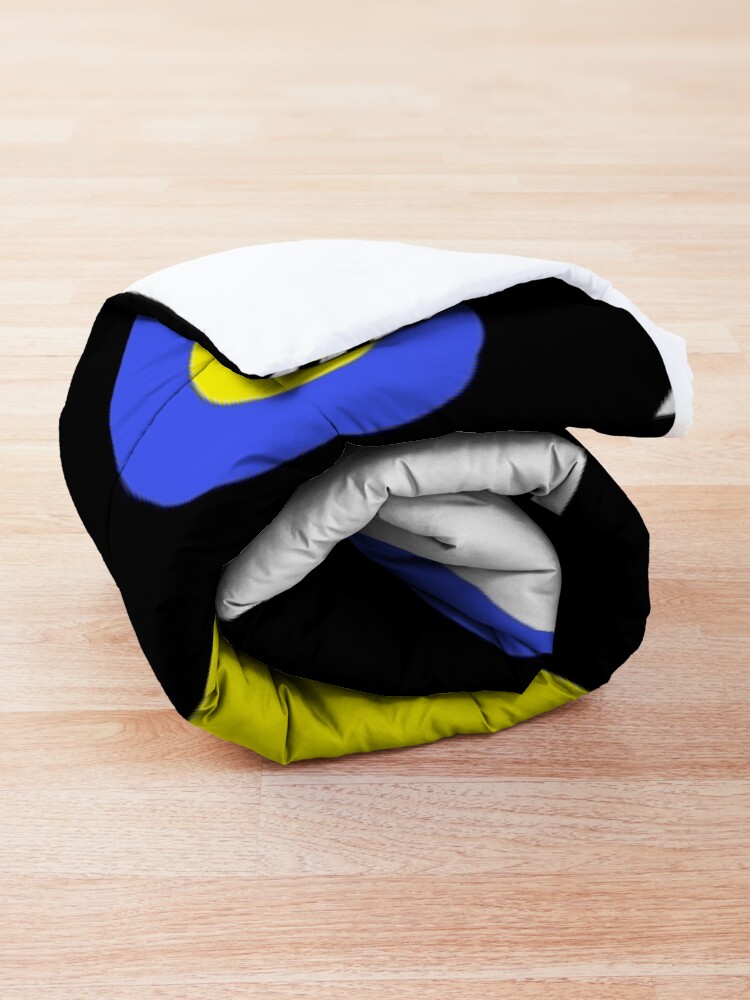Alternate view of Mid Century Modern Colorful Spirals No.1 Yellow, Purple, Blue, Black Stripes Comforter