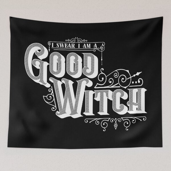 Item preview, I Swear I Am A Good Witch -White on Black designed and sold by AliceQuinn.