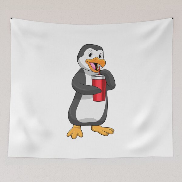 Aperçu de l'œuvre Penguin with Drinking cup with Straw créée et vendue par Snabdesign84.