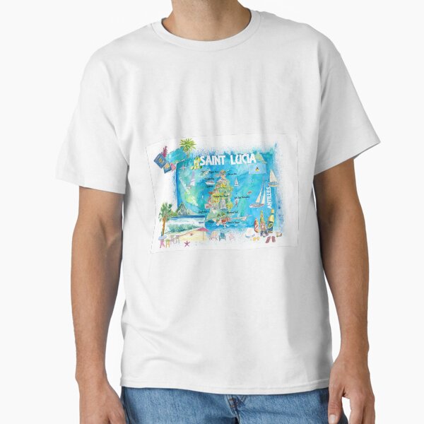 Item preview, Saint Lucia West Indies Illustrated Map with Antilles Tourist Highlights 2nd Edition designed and sold by artshop77.