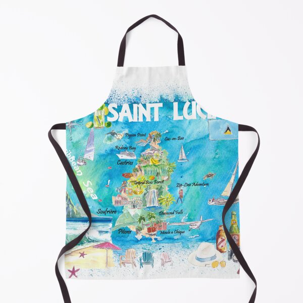 Item preview, Saint Lucia West Indies Illustrated Map with Antilles Tourist Highlights 2nd Edition designed and sold by artshop77.