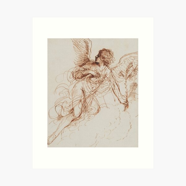 Item preview, Guercino (Giovanni Francesco Barbieri, 1591–1666) The Angel of the Annunciation 1646 Pen  designed and sold by apopofbeauty.
