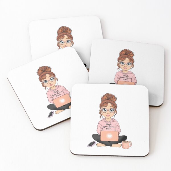 Item preview, Redhead Work from home Mom, Woman with Laptop, WFH Boss Babe, Remote Working Mom designed and sold by Nelladraws.