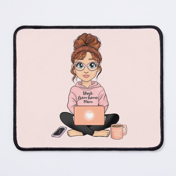 Item preview, Redhead Work from home Mom, Woman with Laptop, WFH Boss Babe, Remote Working Mom designed and sold by Nelladraws.