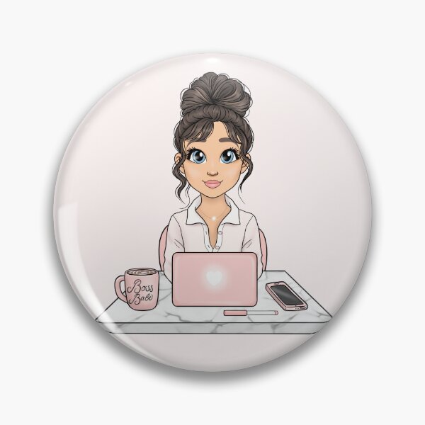Item preview, Brunette Boss Babe Woman with Laptop, Cute Girl Boss With Coffee, Remote Working Mom designed and sold by Nelladraws.