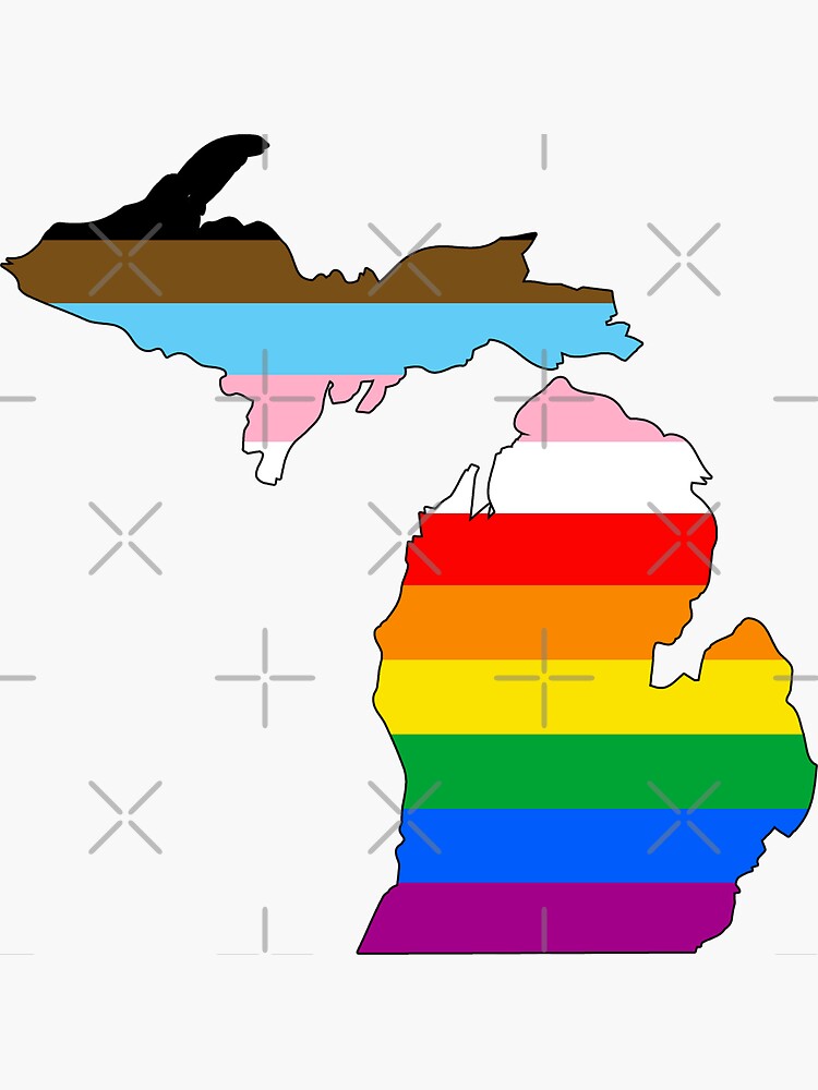 Thumbnail 3 of 3, Sticker, Michigan Inclusive Pride designed and sold by Gayesthetic.