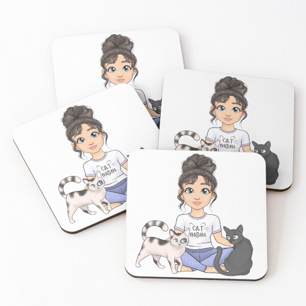 Item preview, Cute Cat Mom, 2 cats, cat parent, kitten Mom, chibi kitten Mom, crazy cat lady, cat obsessed  designed and sold by Nelladraws.