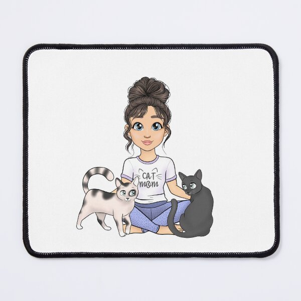 Item preview, Cute Cat Mom, 2 cats, cat parent, kitten Mom, chibi kitten Mom, crazy cat lady, cat obsessed designed and sold by Nelladraws.