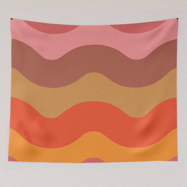 Item preview, Groovy retro Funky 70s waves in pink, brown , red and orange  designed and sold by Yasminepatterns .