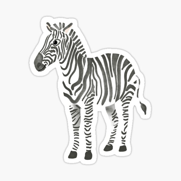 Girls Cute Pink Zebra Safari Kids Pattern with Watercolor Flowers Sticker