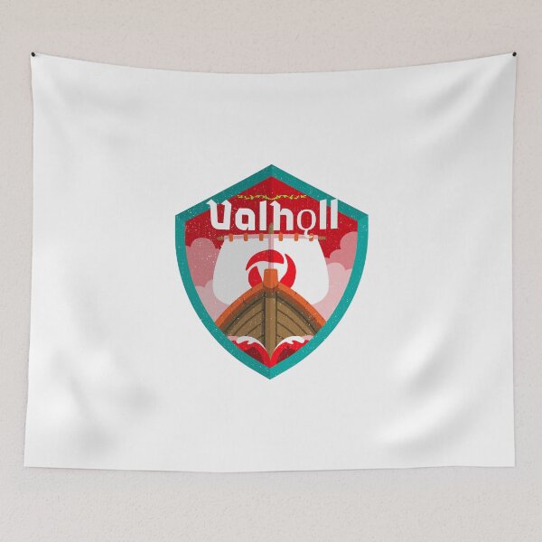 Item preview, Valhǫll Northman long ships coming on red tide designed and sold by LargeShop.
