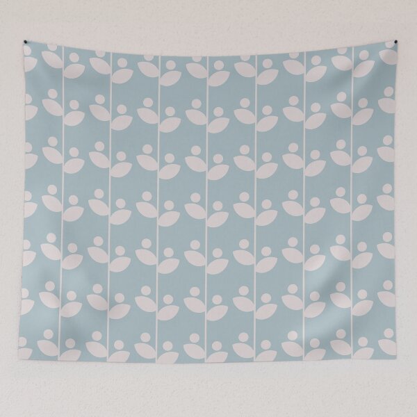 Item preview, Cute Minimalist Retro Leaves Pattern, Mid Century Modern Leaves Sky Blue designed and sold by scorpiolane.