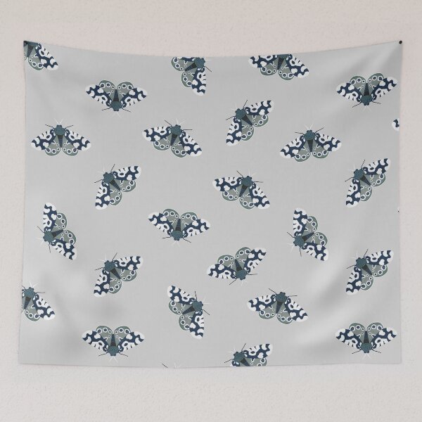 Item preview, Mod Moths in Navy and Gray designed and sold by Daisy Beatrice.