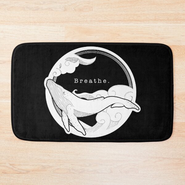 Item preview, sky whale white on black - breathe designed and sold by Arty and Awkward.