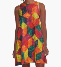 Colorful Isometric Cubes A-Line Dress