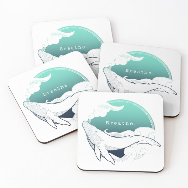 Item preview, sky whale blue on white - breathe designed and sold by Arty and Awkward.