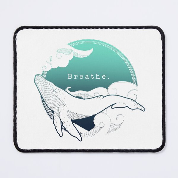 Item preview, sky whale blue on white - breathe designed and sold by Arty and Awkward.