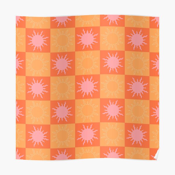 Pink Sun Orange Checkerboard Poster